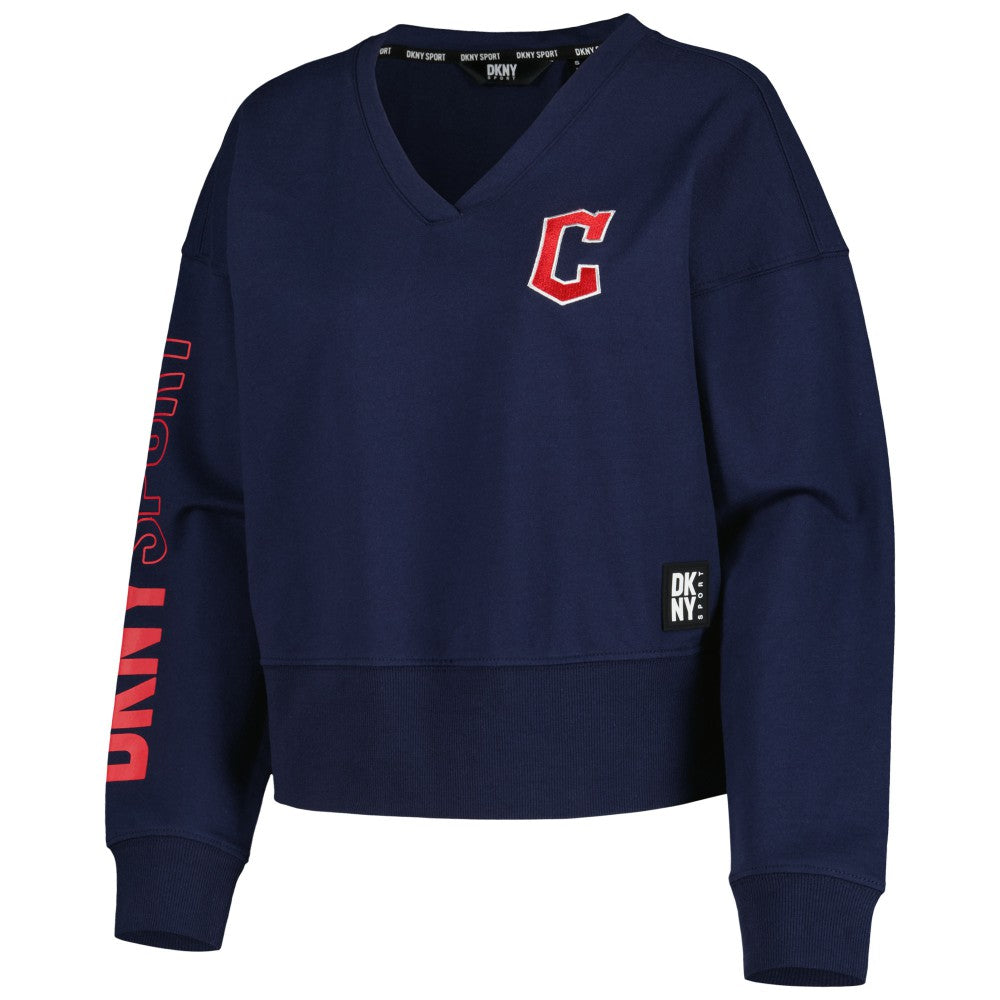 Cleveland Guardians DKNY Sport Women's Lily V-Neck Pullover Sweatshirt | MLB Shop