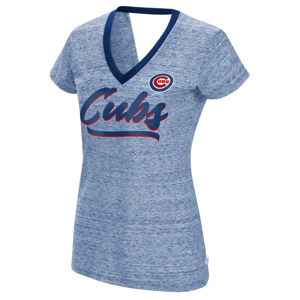 Chicago Cubs Touch Women's Halftime Back Wrap Top V-Neck T-Shirt | MLB New
