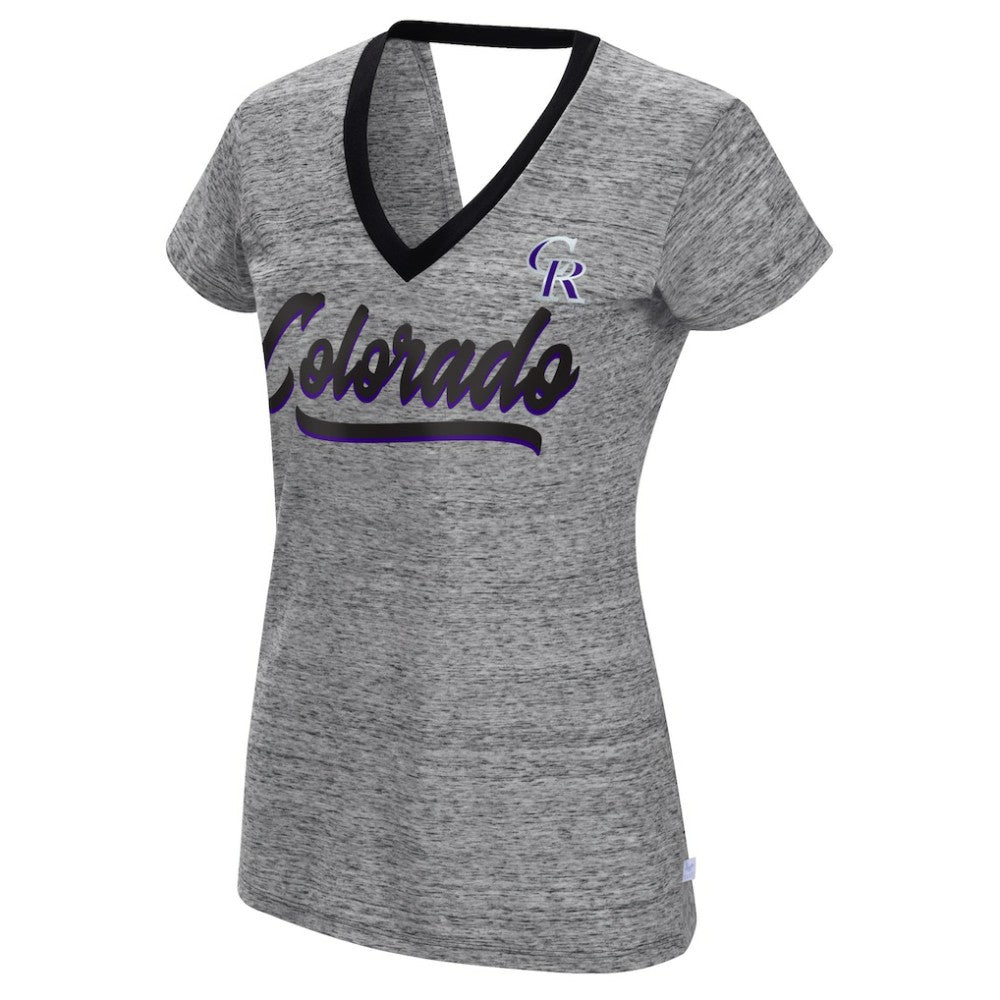 Colorado Rockies Touch Women's Halftime Back Wrap Top V-Neck T-Shirt | MLB Discount