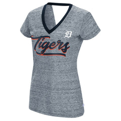 Detroit Tigers Touch Women's Halftime Back Wrap Top V-Neck T-Shirt | MLB On Sale