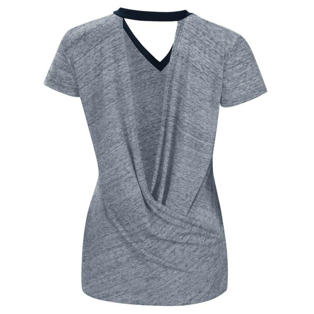 Detroit Tigers Touch Women's Halftime Back Wrap Top V-Neck T-Shirt | MLB On Sale