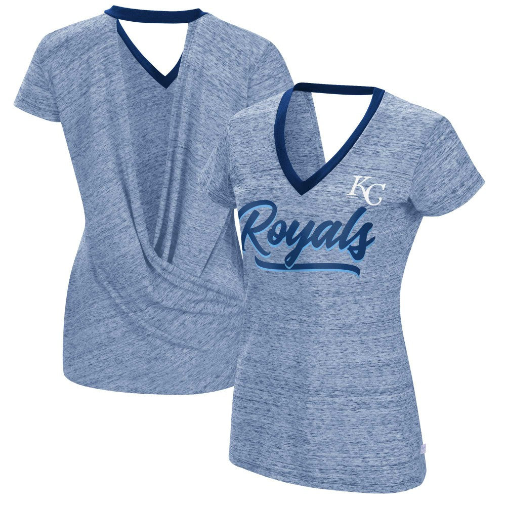 Kansas City Royals Touch Women's Halftime Back Wrap Top V-Neck T-Shirt | MLB Sale