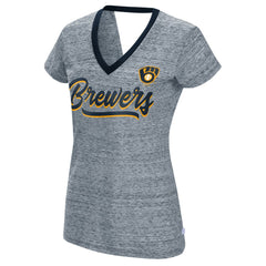 Milwaukee Brewers Touch Women's Halftime Back Wrap Top V-Neck T-Shirt | MLB Outlet