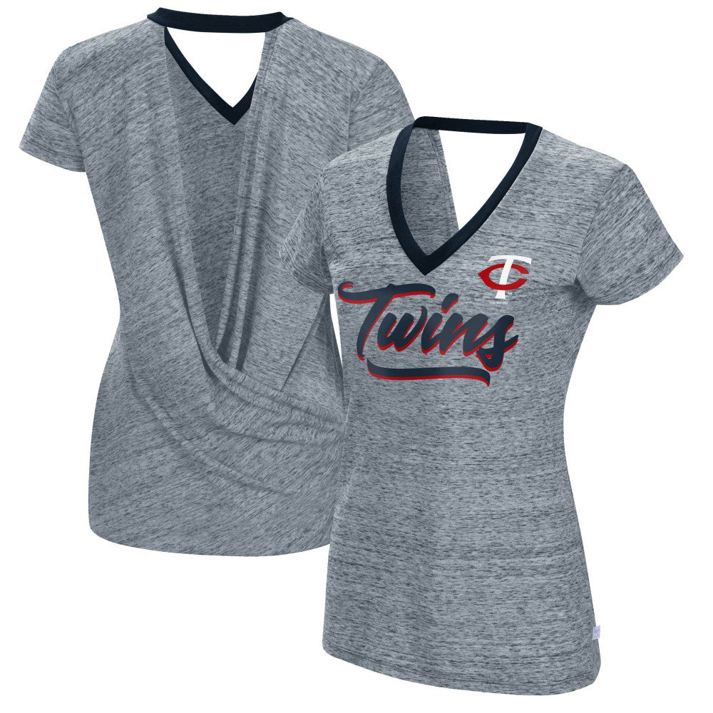 Minnesota Twins Touch Women's Halftime Back Wrap Top V-Neck T-Shirt | MLB Shop