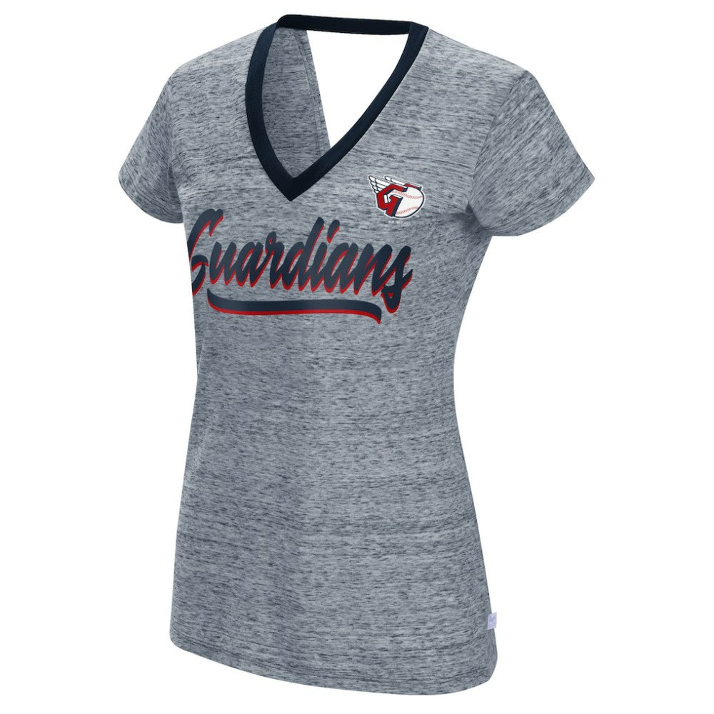 Cleveland Guardians Touch Women's Halftime Back Wrap Top V-Neck T-Shirt | MLB Discount