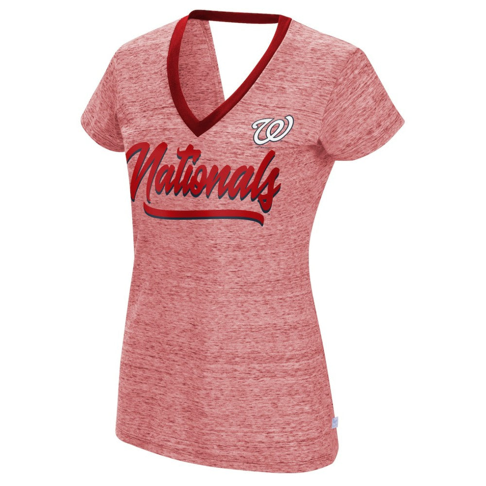 Washington Nationals Touch Women's Halftime Back Wrap Top V-Neck T-Shirt | MLB US