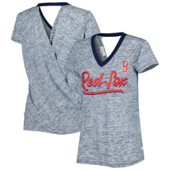 Boston Red Sox Touch Women's Halftime Back Wrap Top V-Neck T-Shirt | MLB New