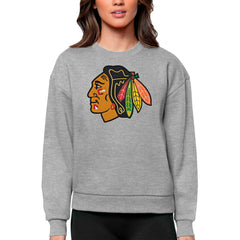 Chicago Blackhawks Antigua Women's Team Logo Victory Crewneck Pullover Sweatshirt Sale