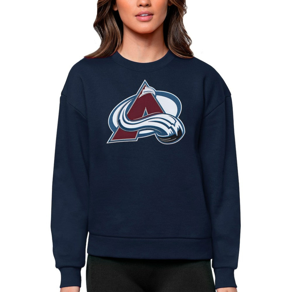 Colorado Avalanche Antigua Women's Team Logo Victory Crewneck Pullover Sweatshirt Outlet
