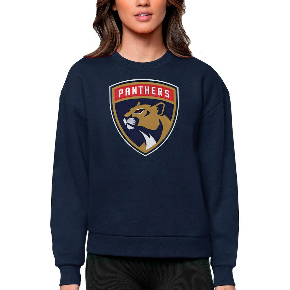 Florida Panthers Antigua Women's Team Logo Victory Crewneck Pullover Sweatshirt Sale