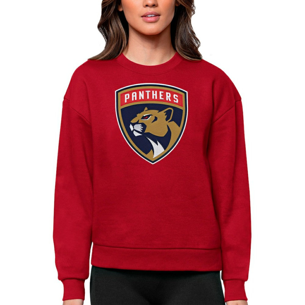 Florida Panthers Antigua Women's Team Logo Victory Crewneck Pullover Sweatshirt Sale
