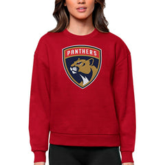 Florida Panthers Antigua Women's Team Logo Victory Crewneck Pullover Sweatshirt Sale