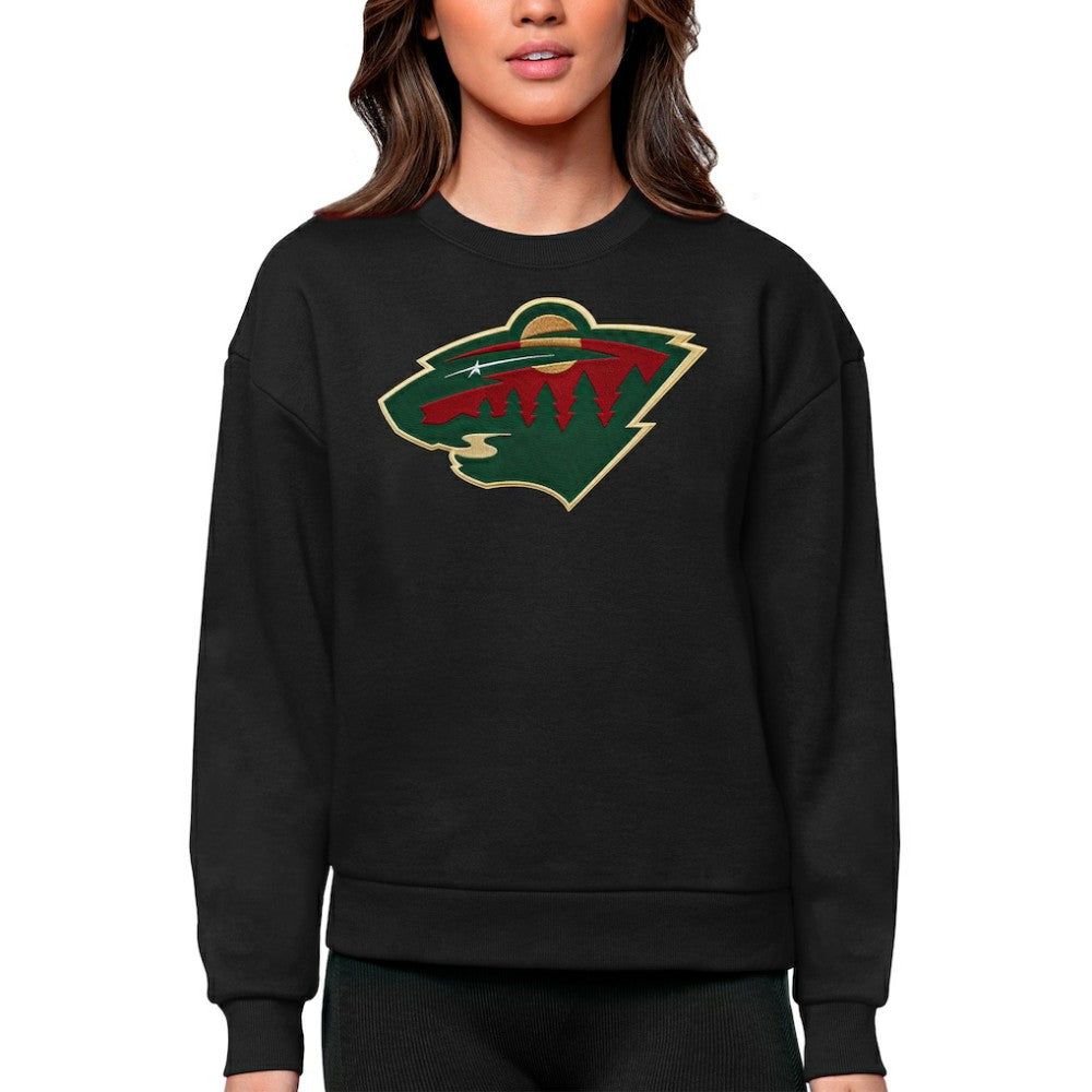 Minnesota Wild Antigua Women's Team Logo Victory Crewneck Pullover Sweatshirt For Sale