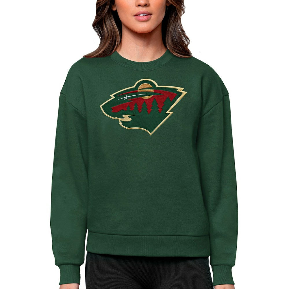 Minnesota Wild Antigua Women's Team Logo Victory Crewneck Pullover Sweatshirt Discount
