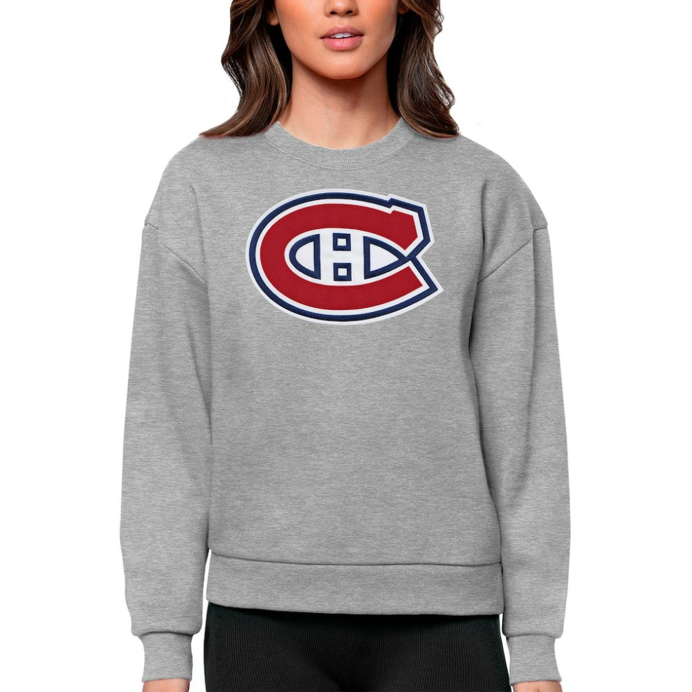Montreal Canadiens Antigua Women's Team Logo Victory Crewneck Pullover Sweatshirt On Sale