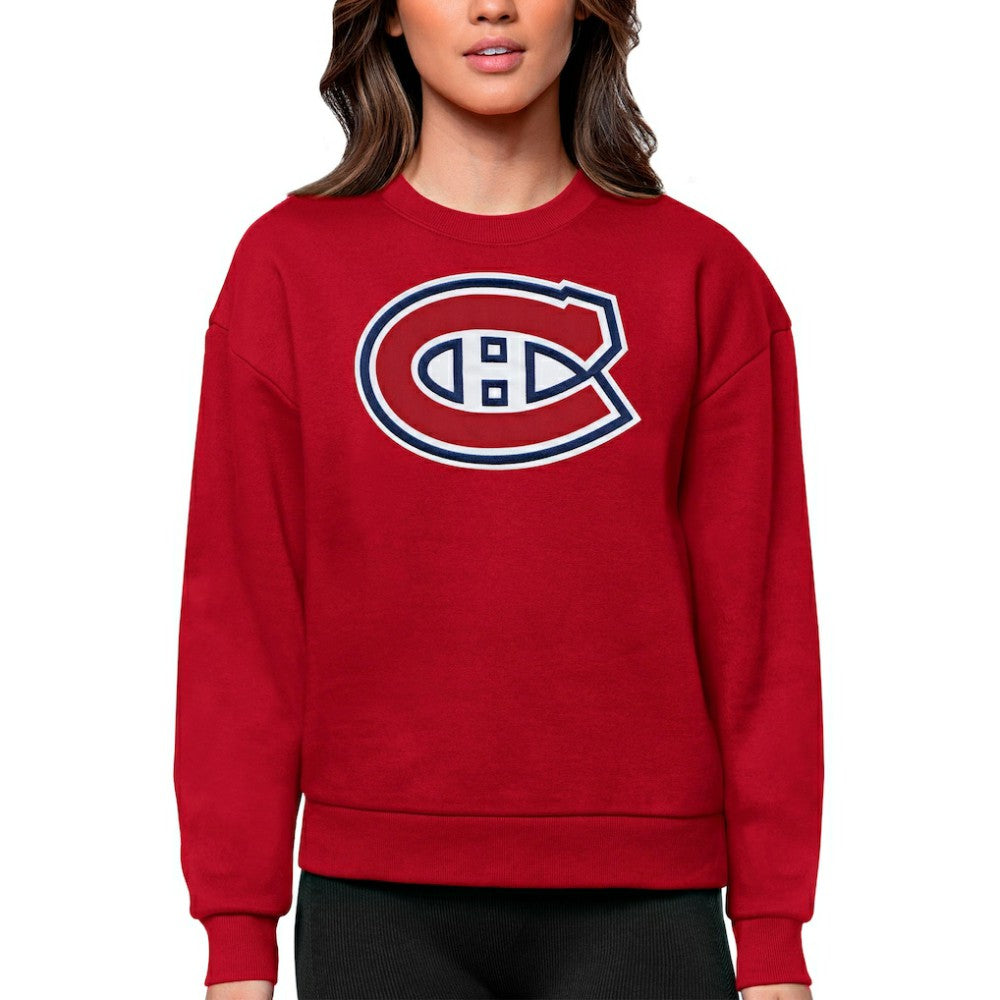 Montreal Canadiens Antigua Women's Team Logo Victory Crewneck Pullover Sweatshirt For Sale