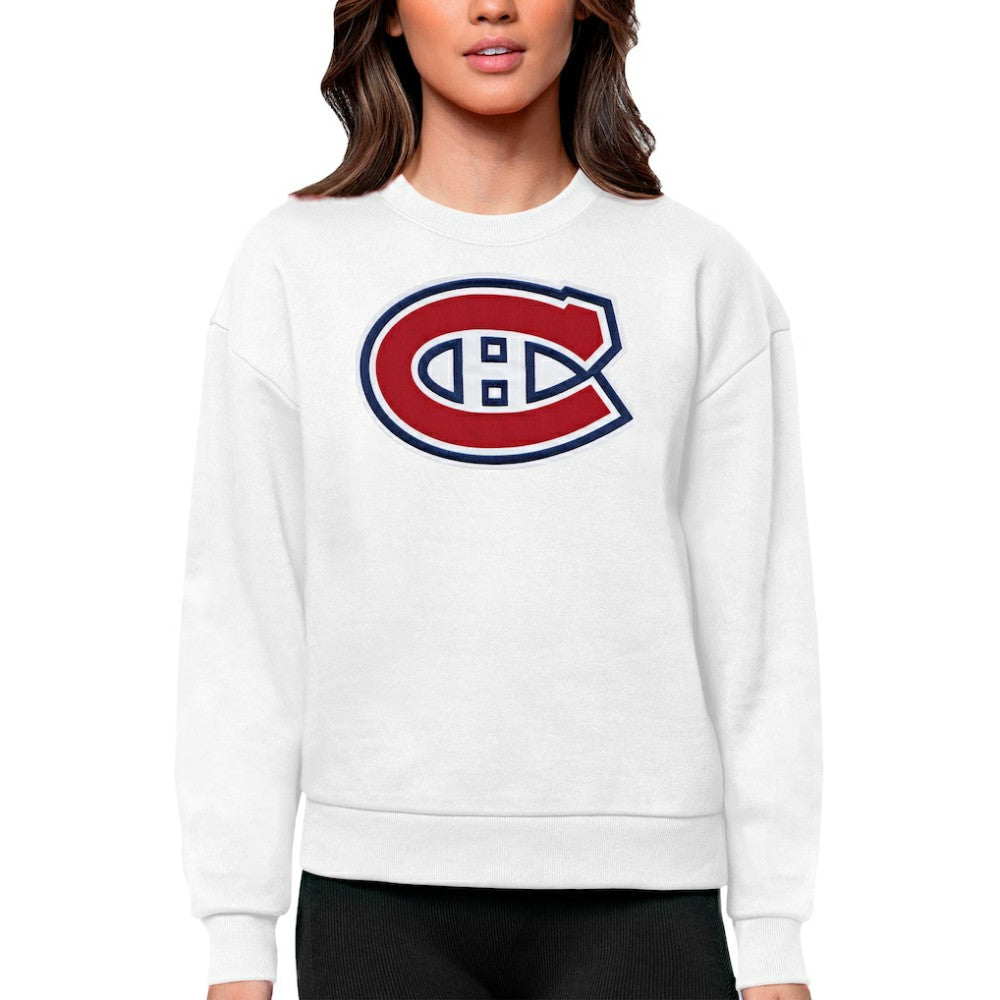 Montreal Canadiens Antigua Women's Team Logo Victory Crewneck Pullover Sweatshirt On Sale