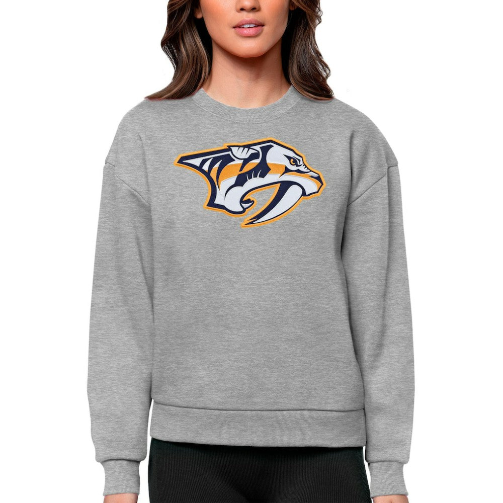 Nashville Predators Antigua Women's Team Logo Victory Crewneck Pullover Sweatshirt Online