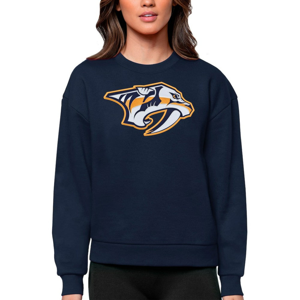 Nashville Predators Antigua Women's Team Logo Victory Crewneck Pullover Sweatshirt Discount