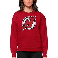 New Jersey Devils Antigua Women's Team Logo Victory Crewneck Pullover Sweatshirt Discount