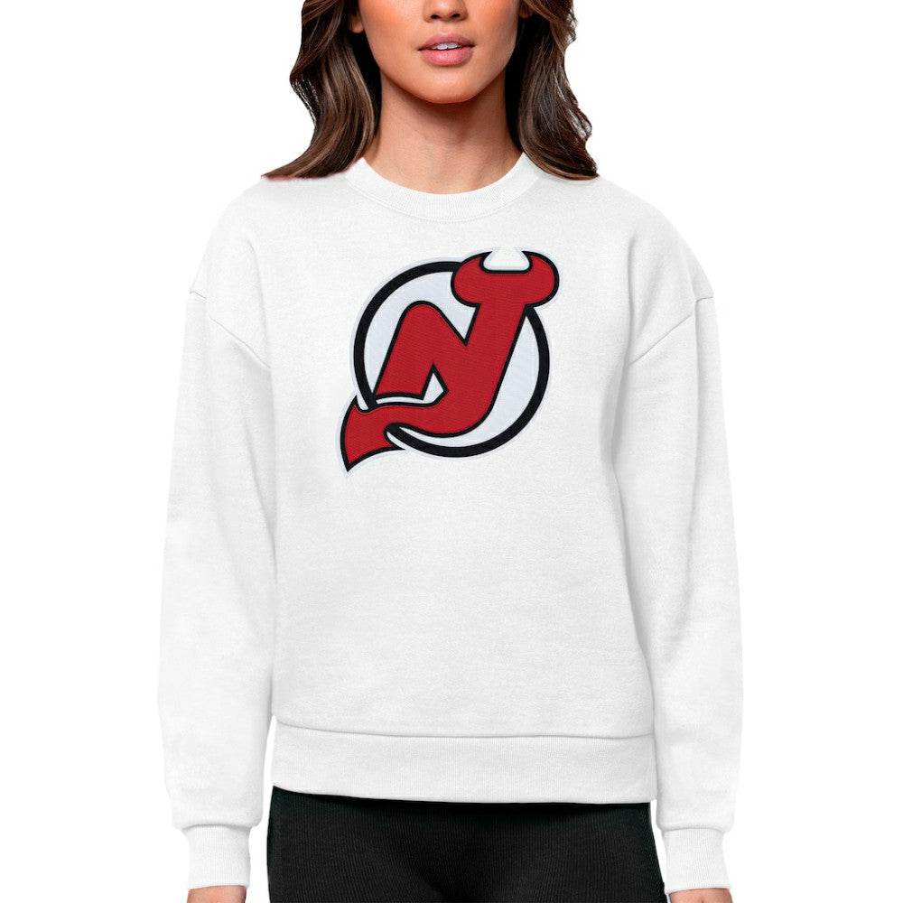 New Jersey Devils Antigua Women's Team Logo Victory Crewneck Pullover Sweatshirt Online