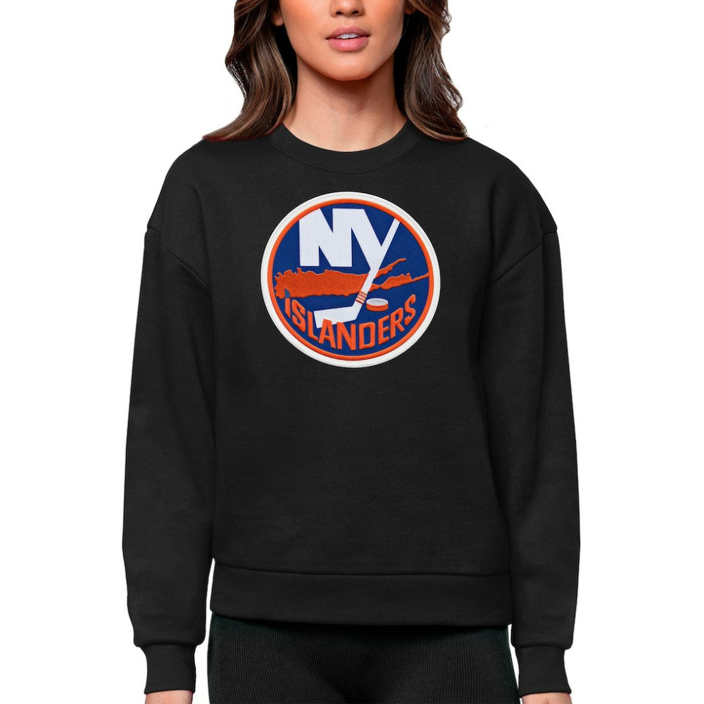 New York Islanders Antigua Women's Team Logo Victory Crewneck Pullover Sweatshirt Outlet