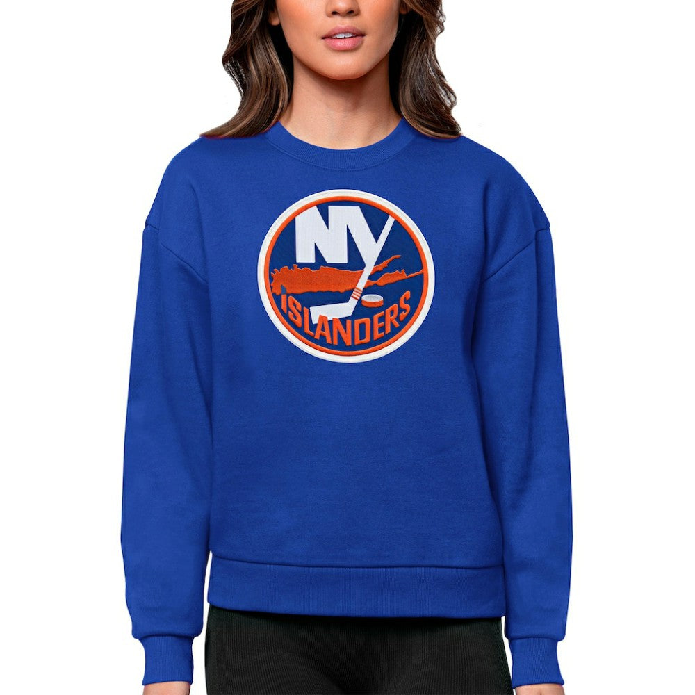 New York Islanders Antigua Women's Team Logo Victory Crewneck Pullover Sweatshirt Online