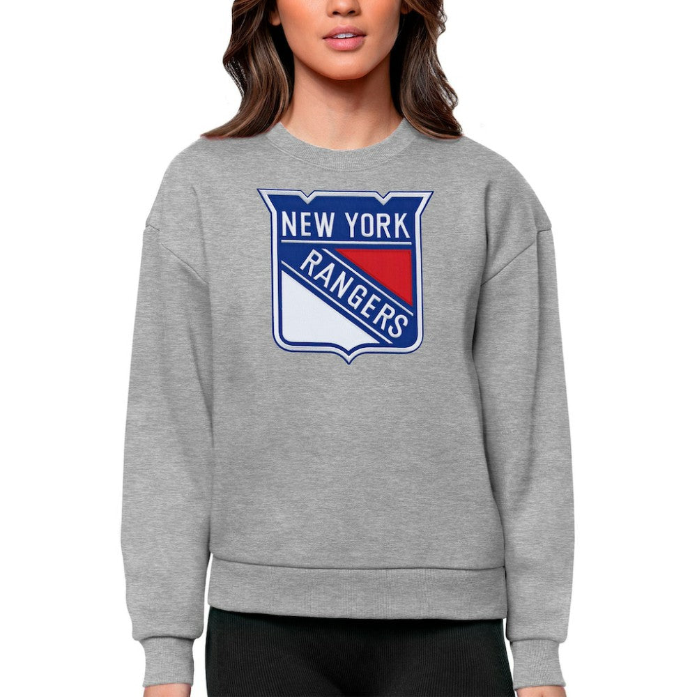 New York Rangers Antigua Women's Team Logo Victory Crewneck Pullover Sweatshirt Discount