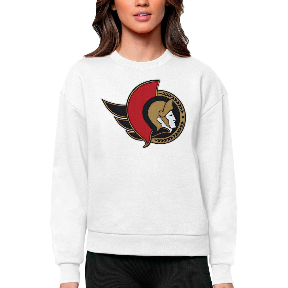 Ottawa Senators Antigua Women's Team Logo Victory Crewneck Pullover Sweatshirt Discount
