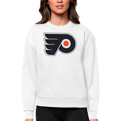 Philadelphia Flyers Antigua Women's Team Logo Victory Crewneck Pullover Sweatshirt Discount
