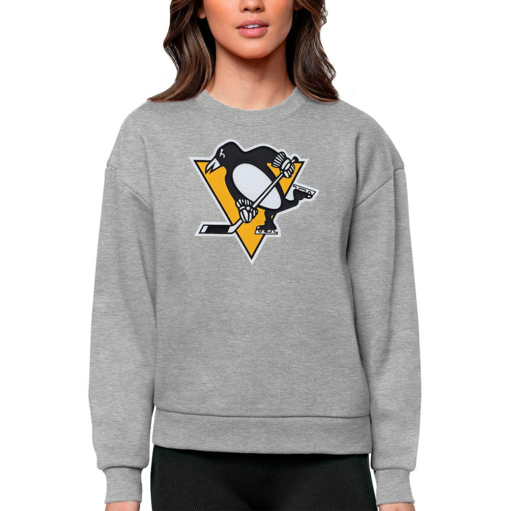 Pittsburgh Penguins Antigua Women's Team Logo Victory Crewneck Pullover Sweatshirt Discount