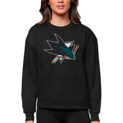 San Jose Sharks Antigua Women's Team Logo Victory Crewneck Pullover Sweatshirt Online