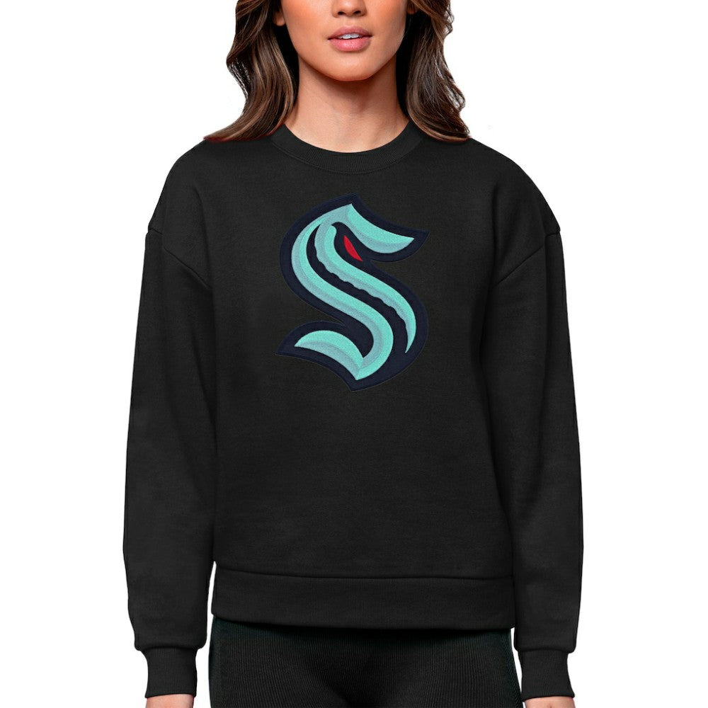 Seattle Kraken Antigua Women's Team Logo Victory Crewneck Pullover Sweatshirt Discount