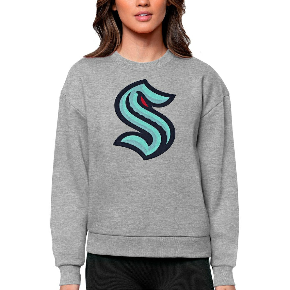 Seattle Kraken Antigua Women's Team Logo Victory Crewneck Pullover Sweatshirt Sale