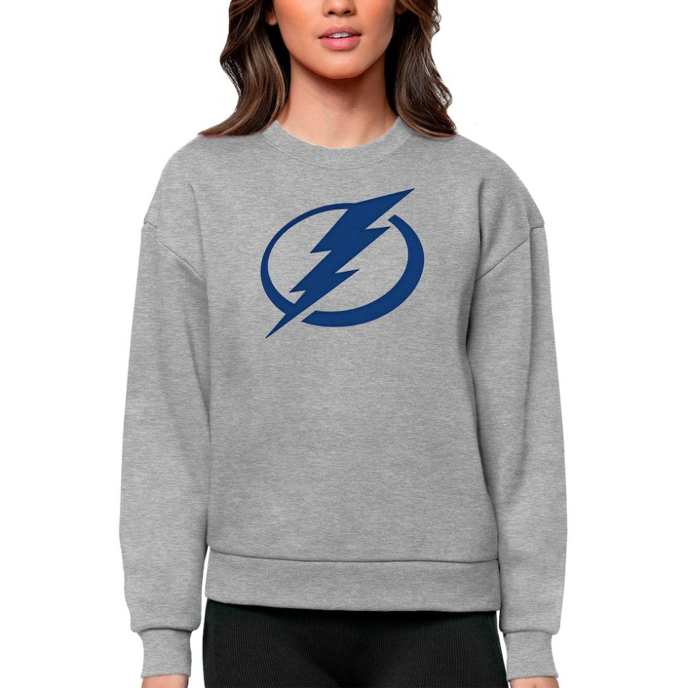 Tampa Bay Lightning Antigua Women's Team Logo Victory Crewneck Pullover Sweatshirt For Sale