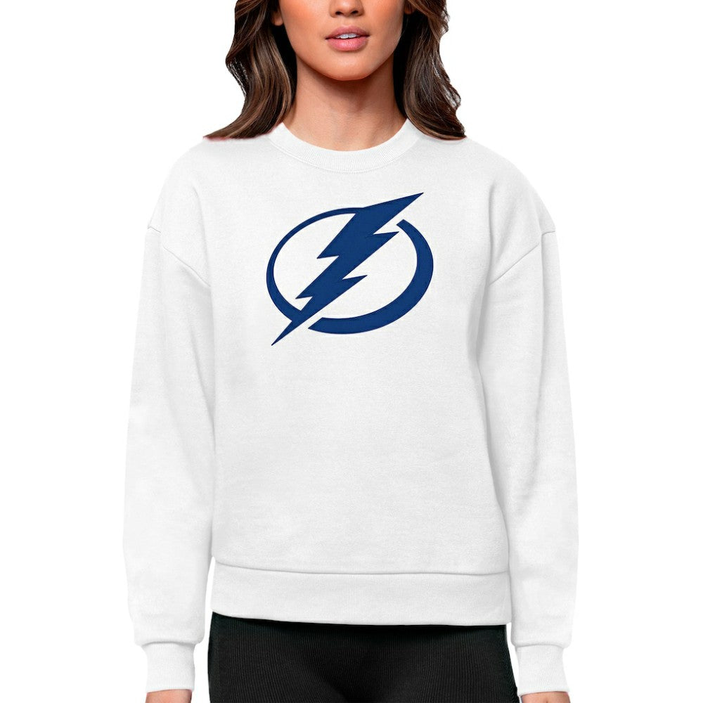 Tampa Bay Lightning Antigua Women's Team Logo Victory Crewneck Pullover Sweatshirt For Sale