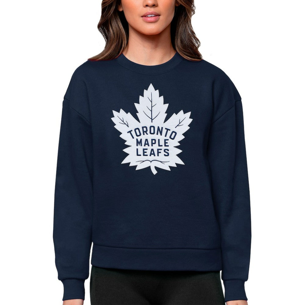 Toronto Maple Leafs Antigua Women's Team Logo Victory Crewneck Pullover Sweatshirt Online