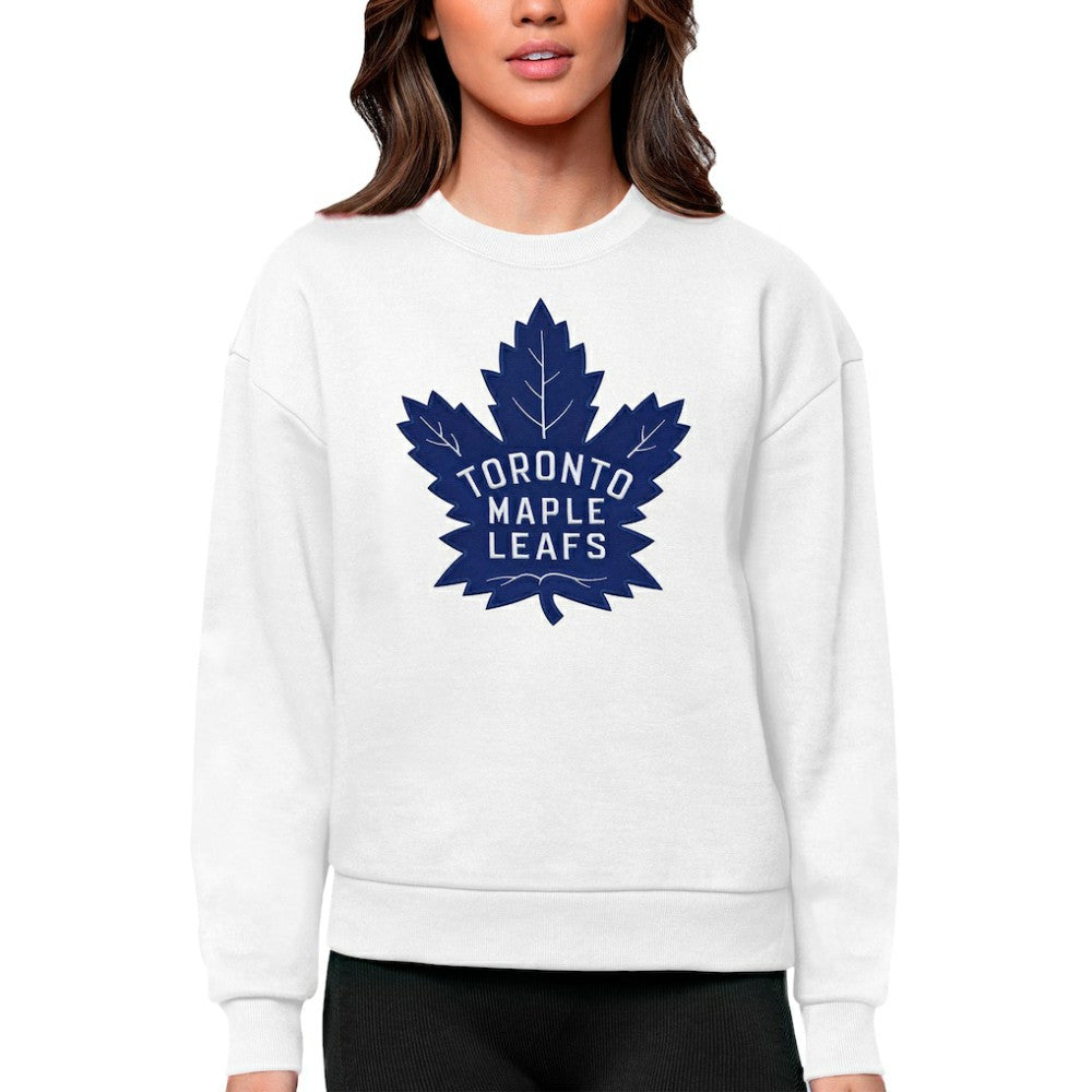 Toronto Maple Leafs Antigua Women's Team Logo Victory Crewneck Pullover Sweatshirt Discount