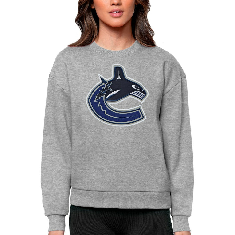 Vancouver Canucks Antigua Women's Team Logo Victory Crewneck Pullover Sweatshirt Sale