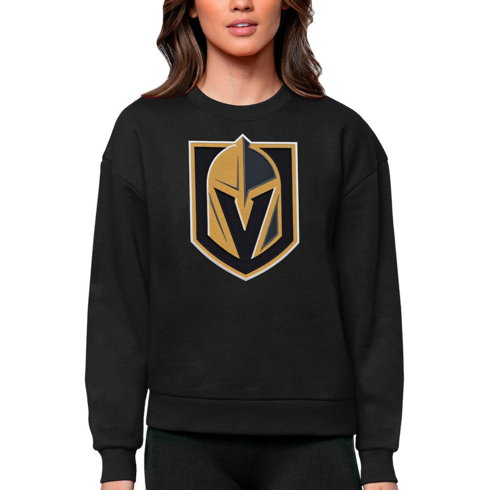 Vegas Golden Knights Antigua Women's Team Logo Victory Crewneck Pullover Sweatshirt Outlet