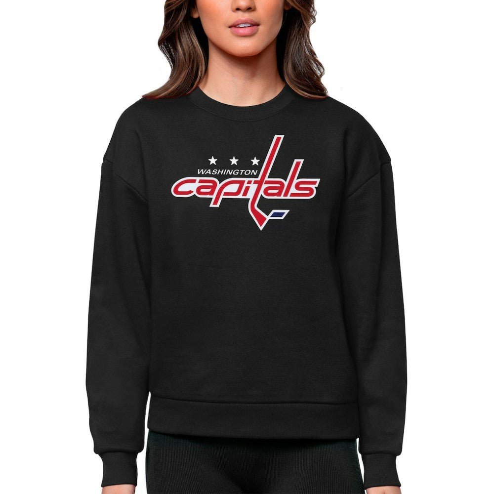 Washington Capitals Antigua Women's Team Logo Victory Crewneck Pullover Sweatshirt Outlet