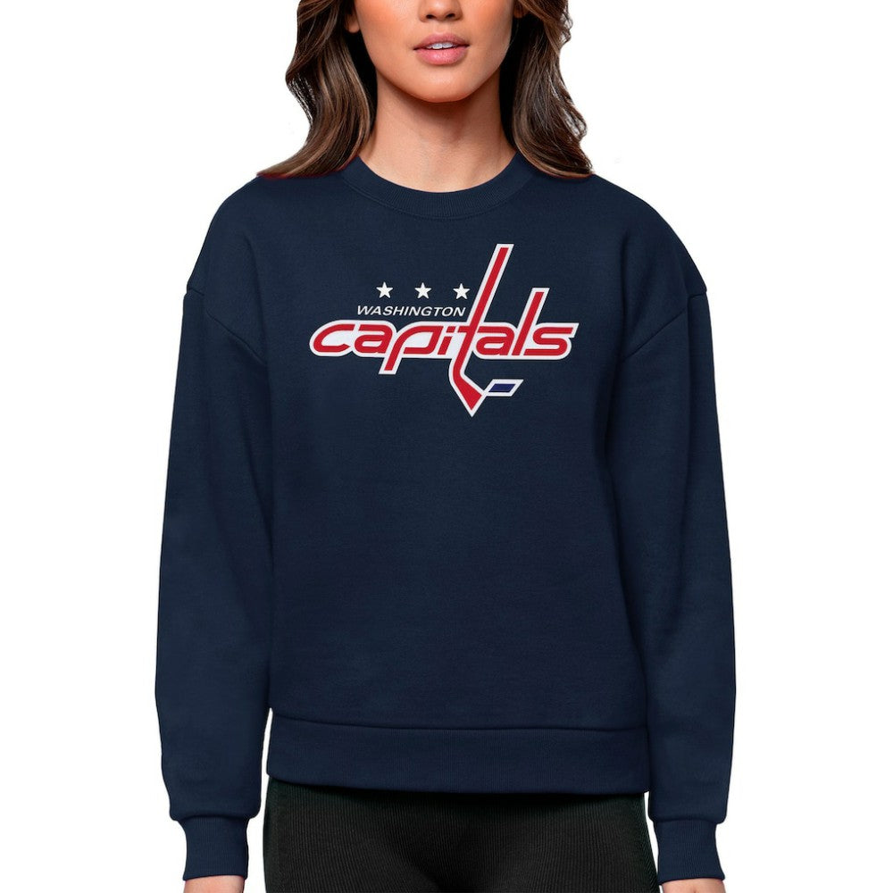 Washington Capitals Antigua Women's Team Logo Victory Crewneck Pullover Sweatshirt Discount