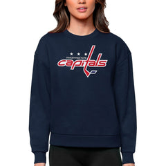 Washington Capitals Antigua Women's Team Logo Victory Crewneck Pullover Sweatshirt Discount