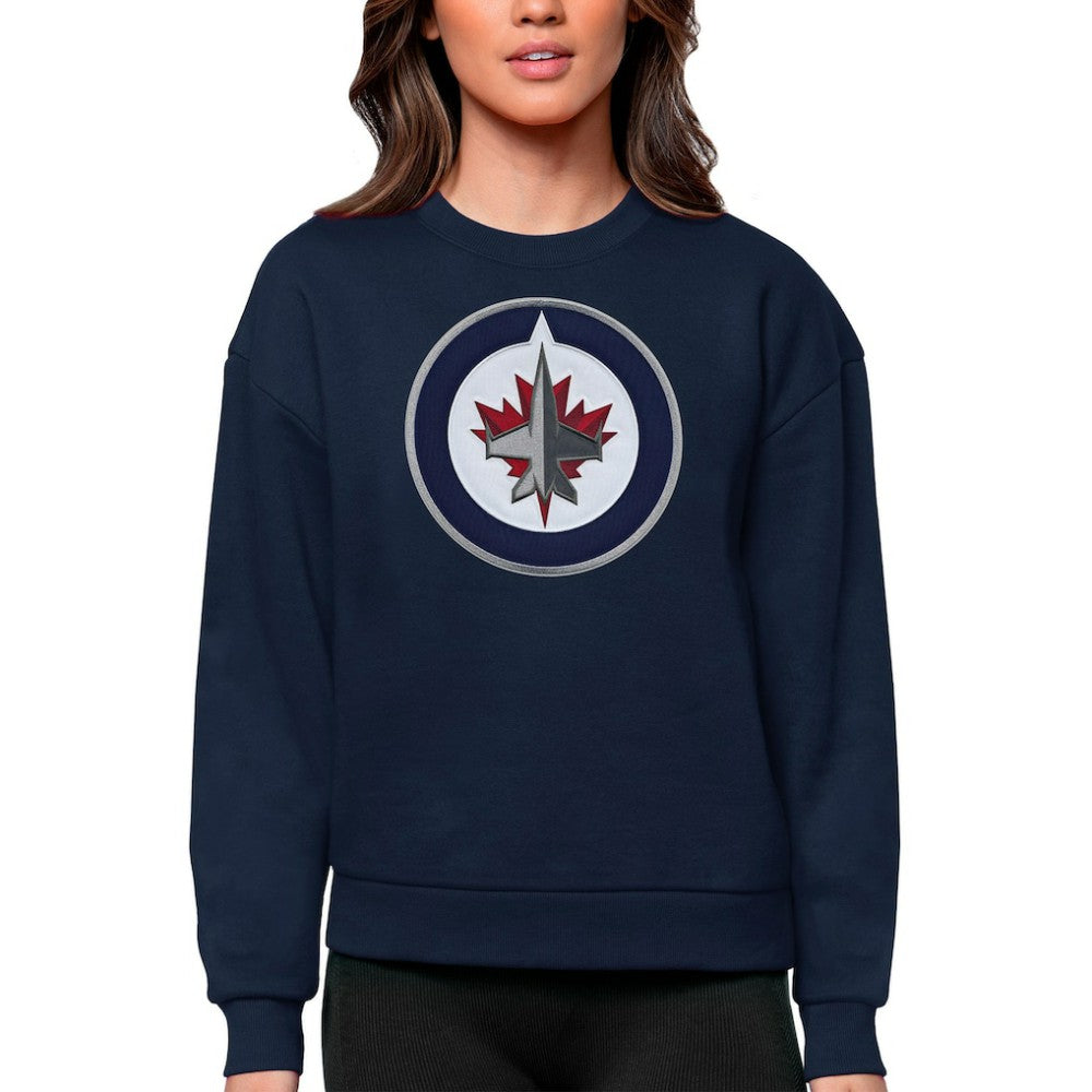 Winnipeg Jets Antigua Women's Team Logo Victory Crewneck Pullover Sweatshirt Discount