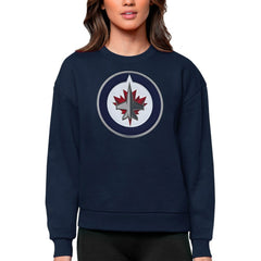 Winnipeg Jets Antigua Women's Team Logo Victory Crewneck Pullover Sweatshirt Discount