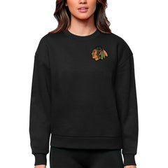 Chicago Blackhawks Antigua Women's Victory Crewneck Pullover Sweatshirt Outlet