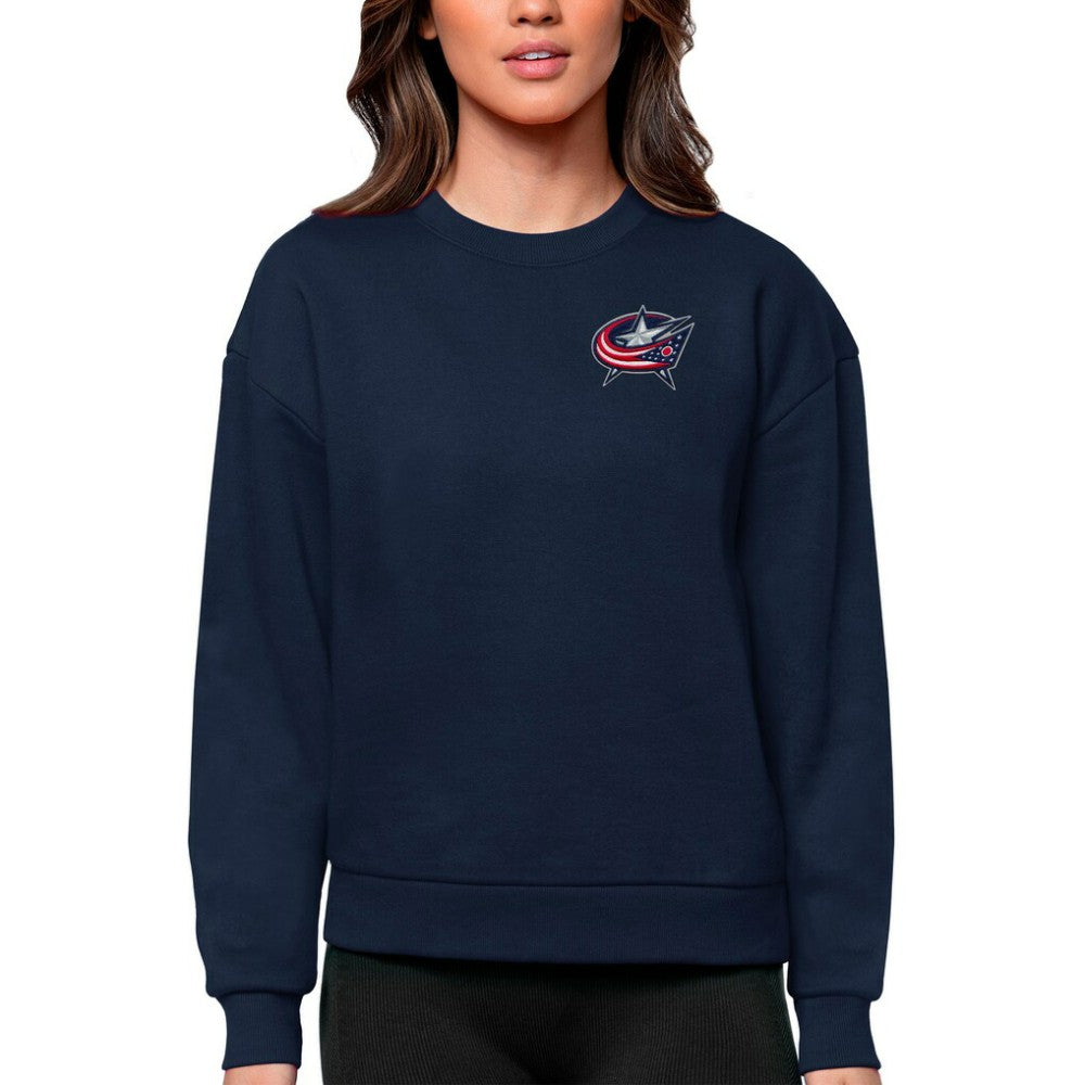 Columbus Blue Jackets Antigua Women's Victory Crewneck Pullover Sweatshirt Online