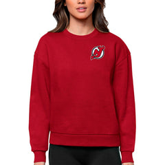 New Jersey Devils Antigua Women's Victory Crewneck Pullover Sweatshirt Online