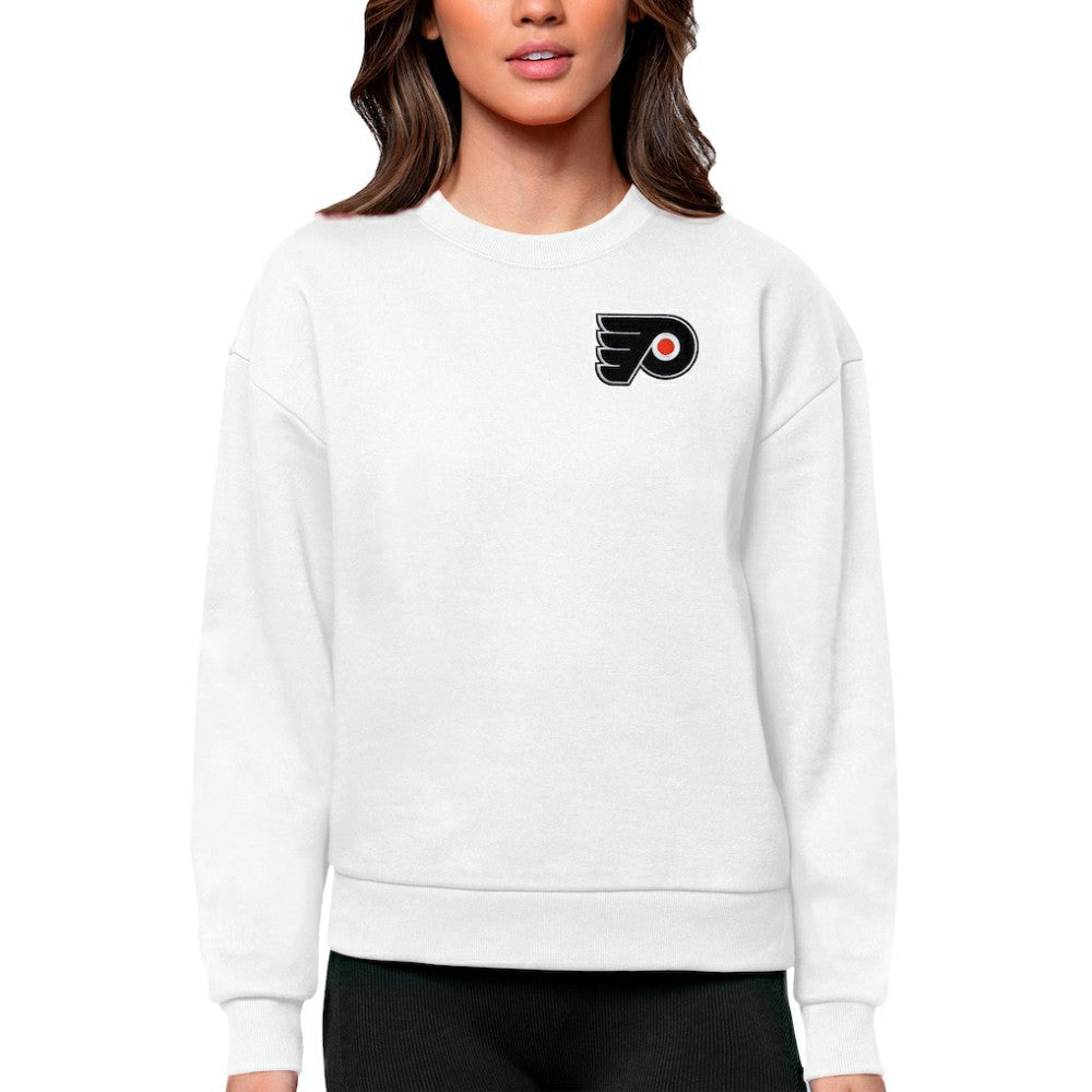 Philadelphia Flyers Antigua Women's Victory Crewneck Pullover Sweatshirt On Sale