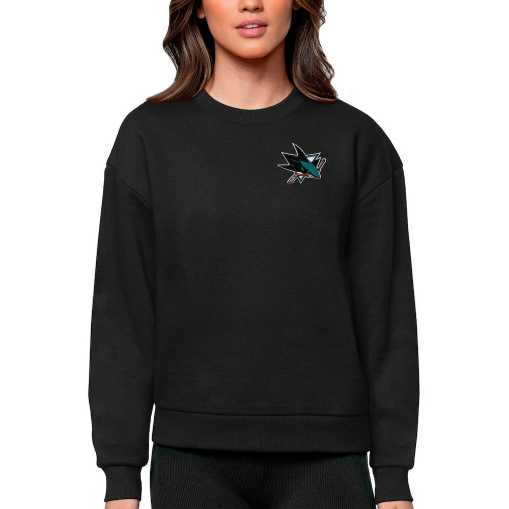 San Jose Sharks Antigua Women's Victory Crewneck Pullover Sweatshirt Outlet
